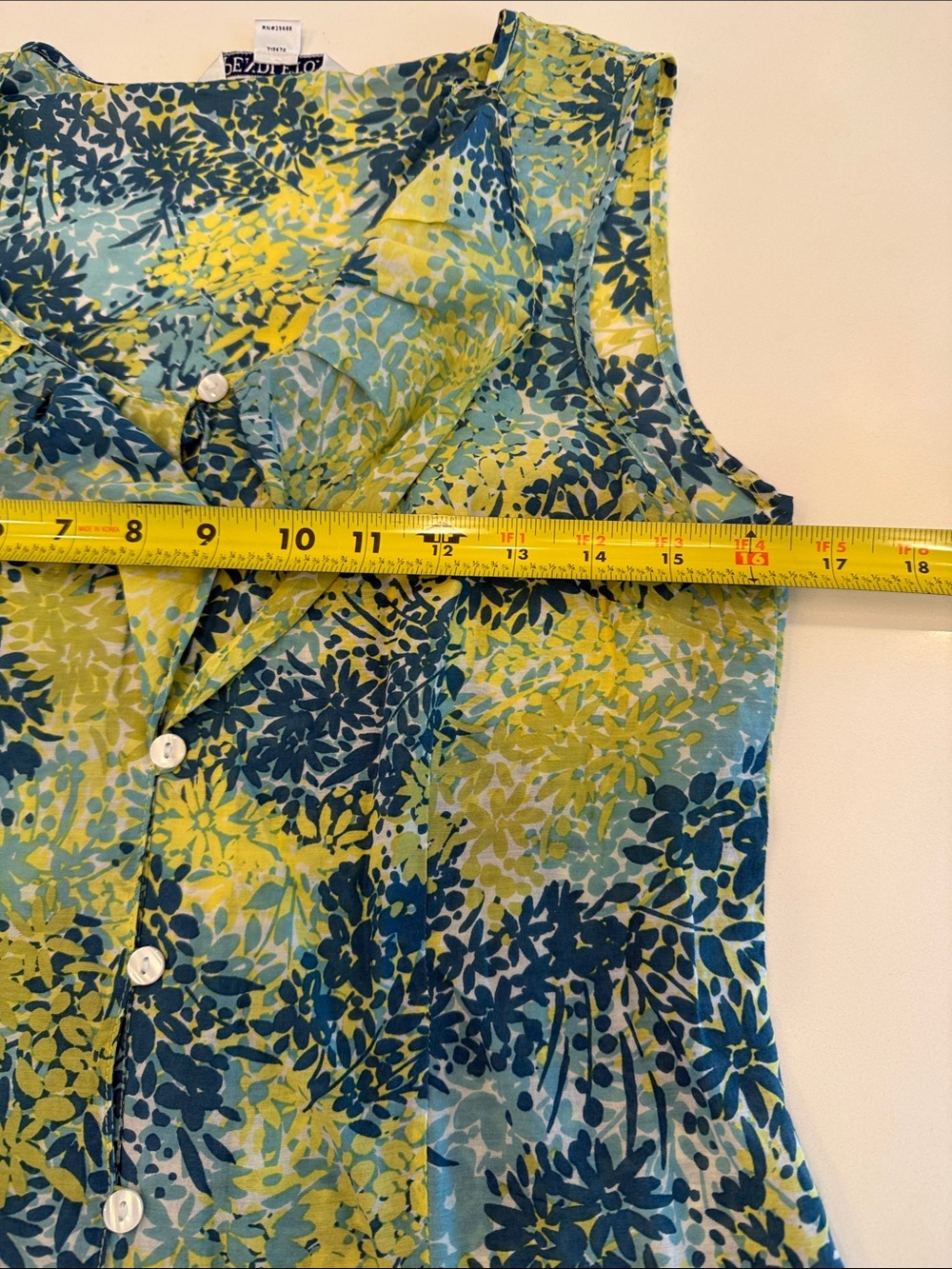 Pendleton Yellow & Teal Floral Ruffle-Front Button Tank - Picture 5 of 8